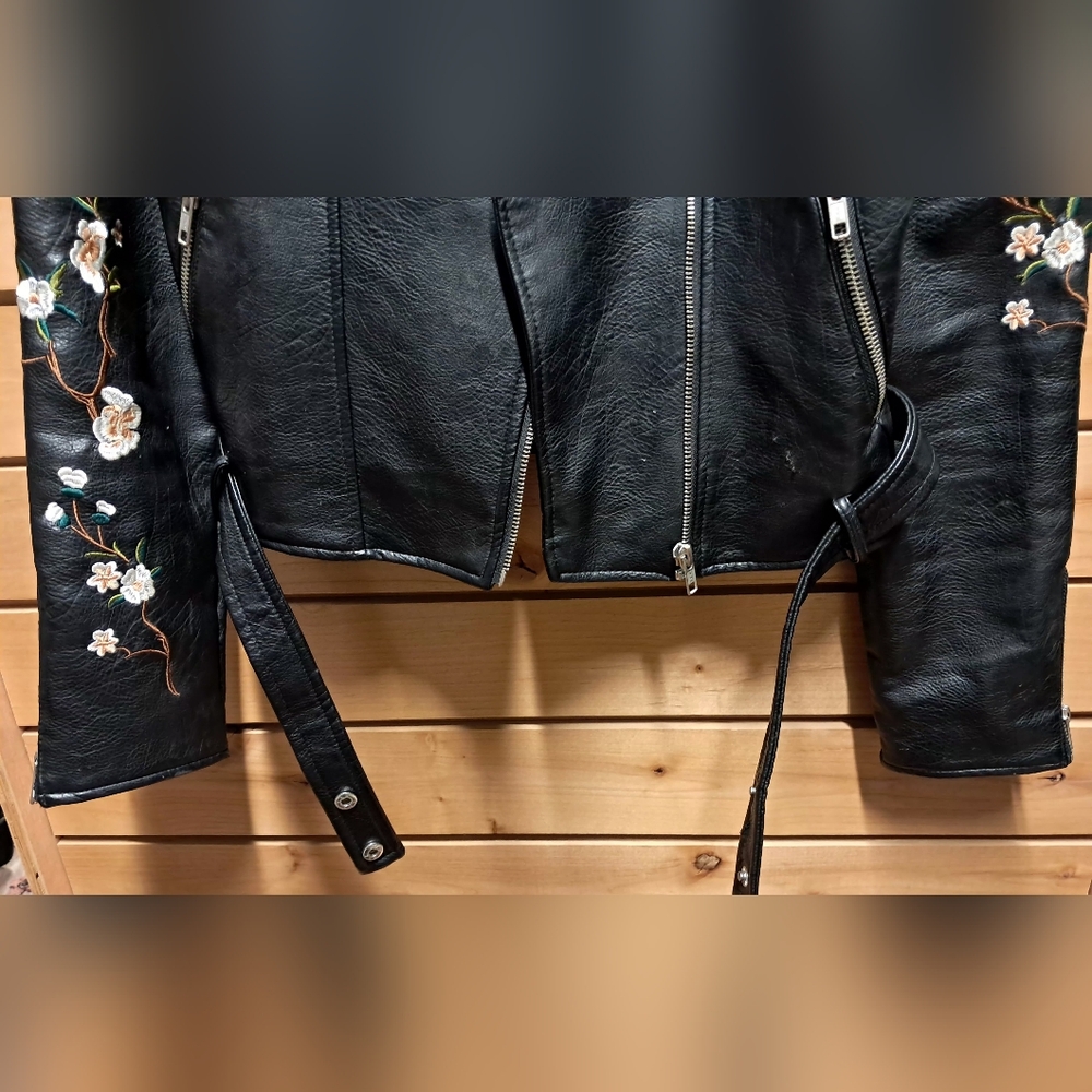 Romeo + Juliet Black Faux Leather Moto Jacket Size L - Picture 5 of 7
